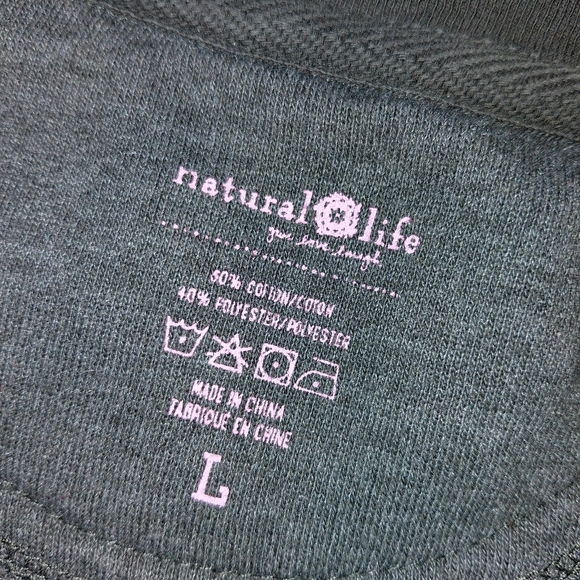 Natural Life Kindness Sweatshirt With Pockets Women's Sz Large Gray Flowers - Picture 5 of 5